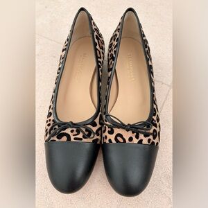 New BEAUTIISOLES Leather Ballerina in Leopard Suede